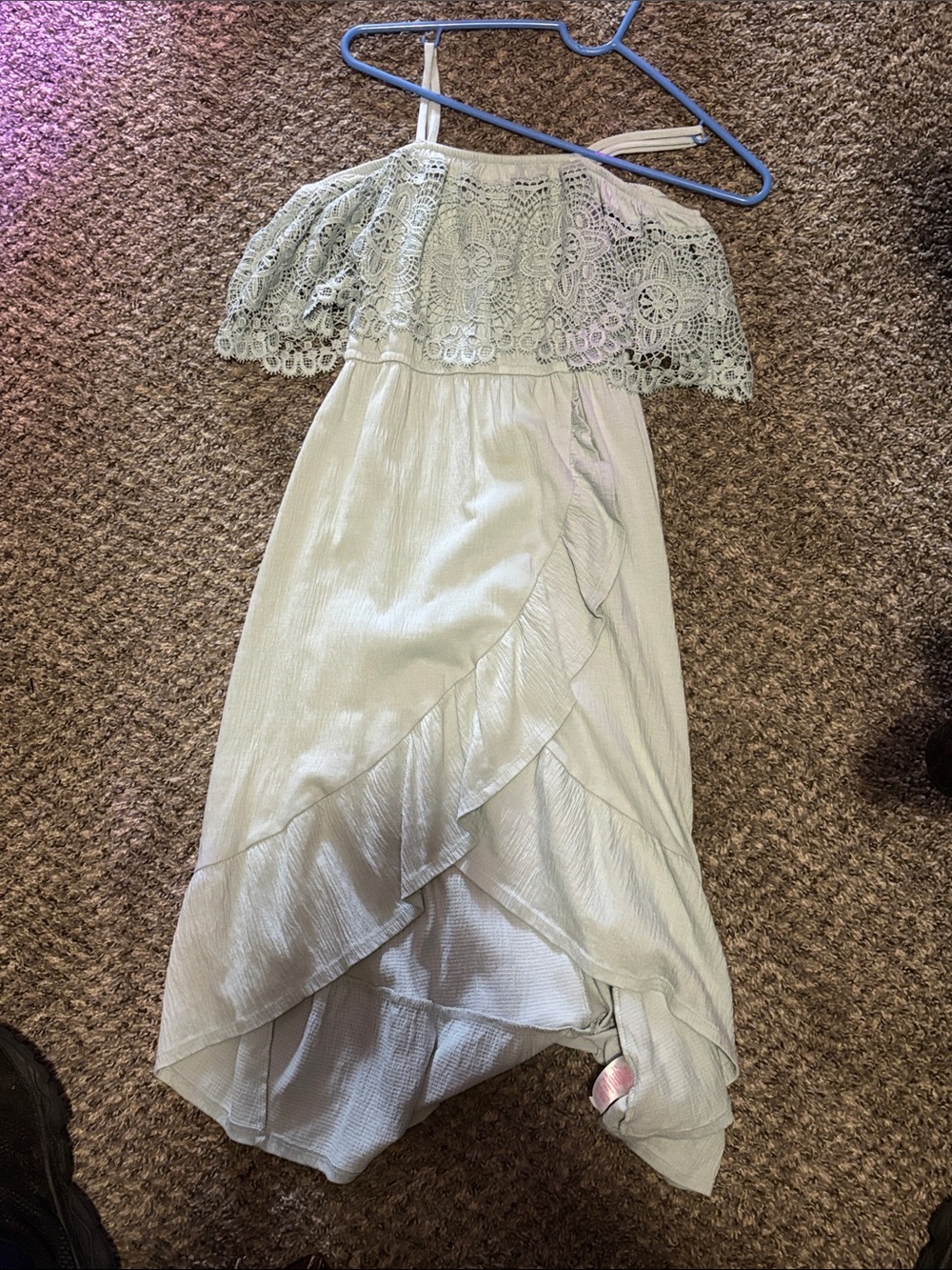 No Boundaries Sage Green Lace Ruffle Maxi Dress